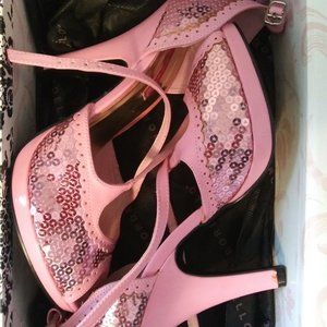 Bordello Siren Baby Pink Sequins 4 inch heels by Pleaser size 9